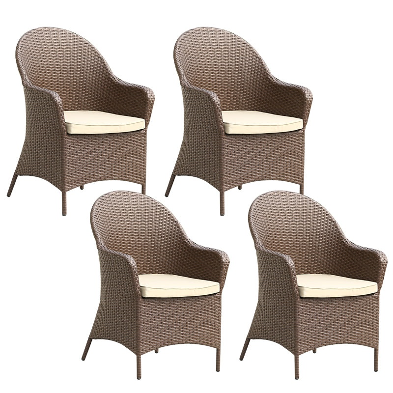 Tropical with Arm Dining Chairs Brown Patio Dining Side Chair