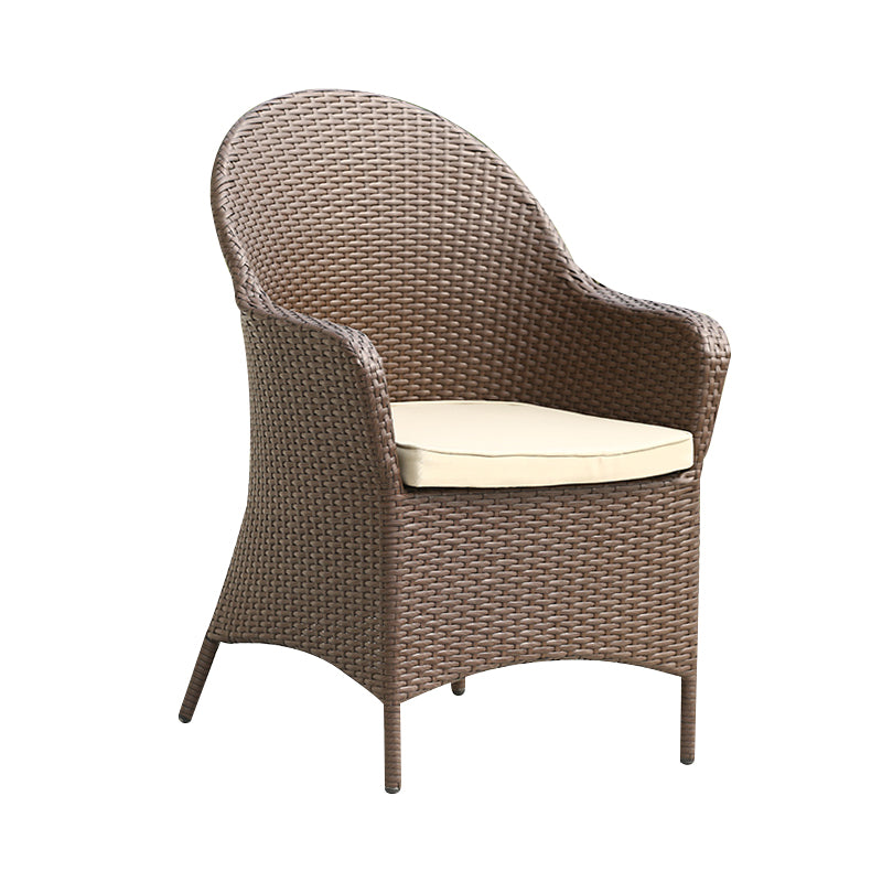 Tropical with Arm Dining Chairs Brown Patio Dining Side Chair