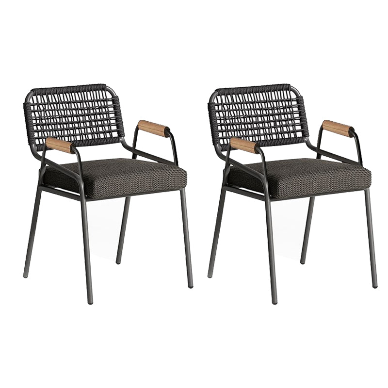 Tropical Patio Dining Chair with Rattan Back Outdoors Dining Chairs