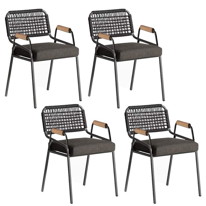 Tropical Patio Dining Chair with Rattan Back Outdoors Dining Chairs