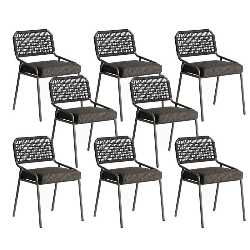 Tropical Patio Dining Chair with Rattan Back Outdoors Dining Chairs