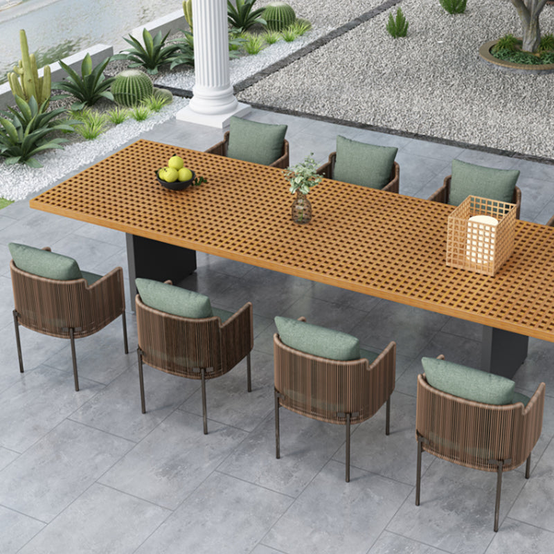 Tropical Brown Dining Chairs with No Distressing Upholstered Patio Arm Chair