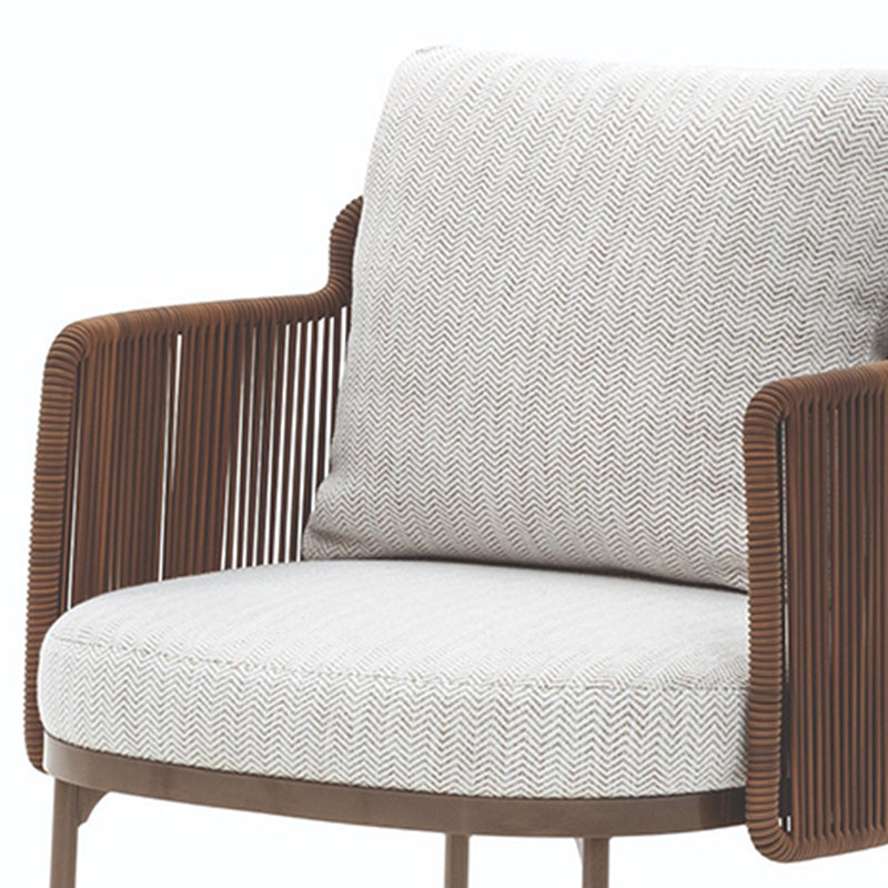 Tropical Upholstered Patio Arm Chair Light Gray Dining Armchair