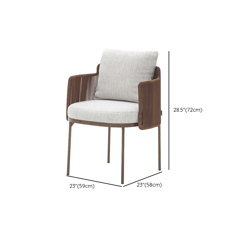 Tropical Upholstered Patio Arm Chair Light Gray Dining Armchair