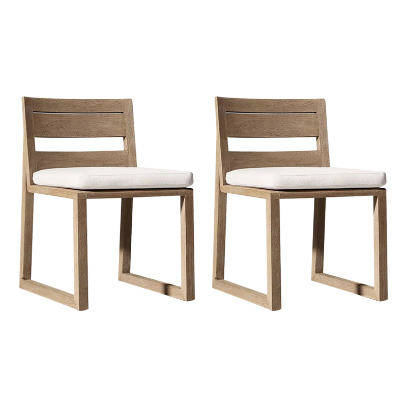 Modern Dining Side Chairs Solid Wood Natural RemovableUV Protective Finish Cushion