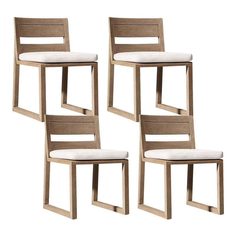 Modern Dining Side Chairs Solid Wood Natural RemovableUV Protective Finish Cushion