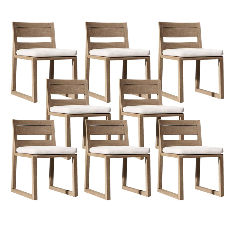 Modern Dining Side Chairs Solid Wood Natural RemovableUV Protective Finish Cushion