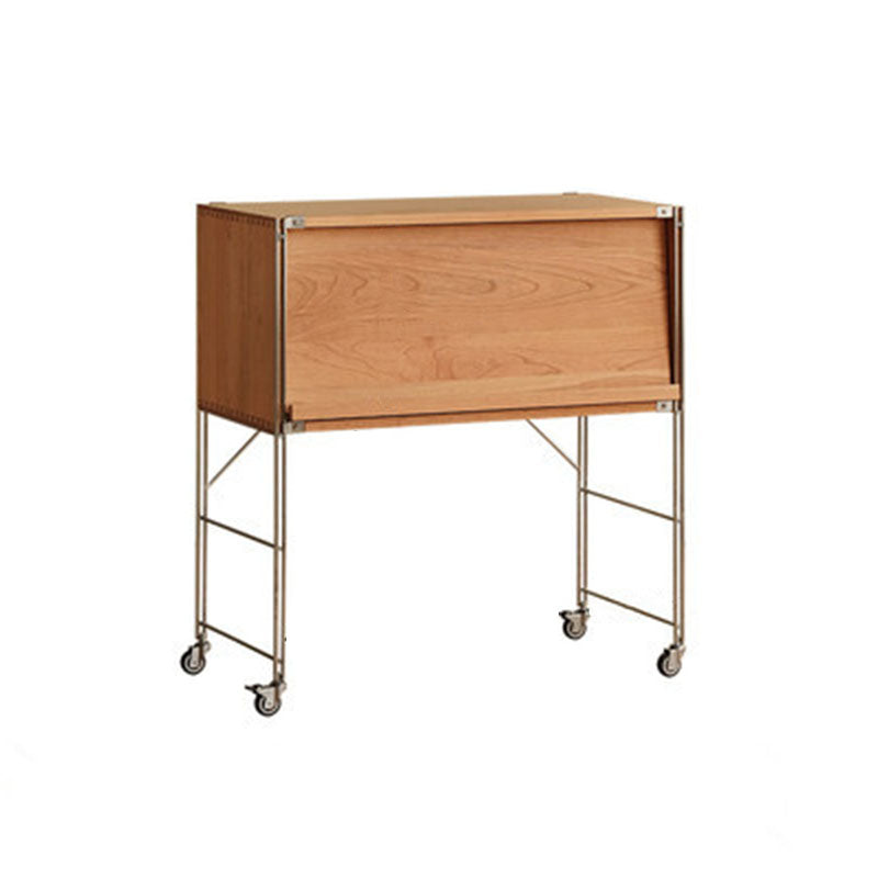 Contemporary Solid Wood Bookcase Closed Back Bookshelf with Cabinets