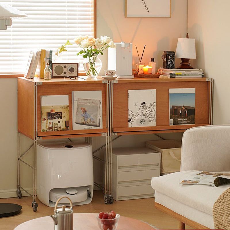 Contemporary Solid Wood Bookcase Closed Back Bookshelf with Cabinets