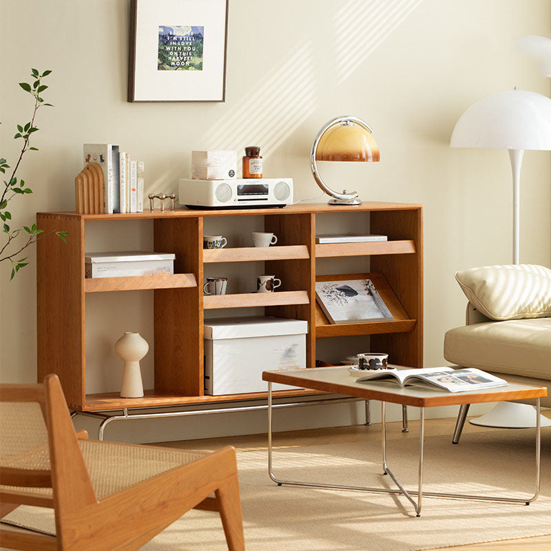 Contemporary Open Back Horizontal Bookshelf Solid Wood Bookshelf for Office