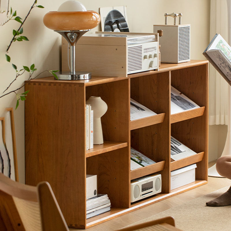 Contemporary Open Back Horizontal Bookshelf Solid Wood Bookshelf for Office