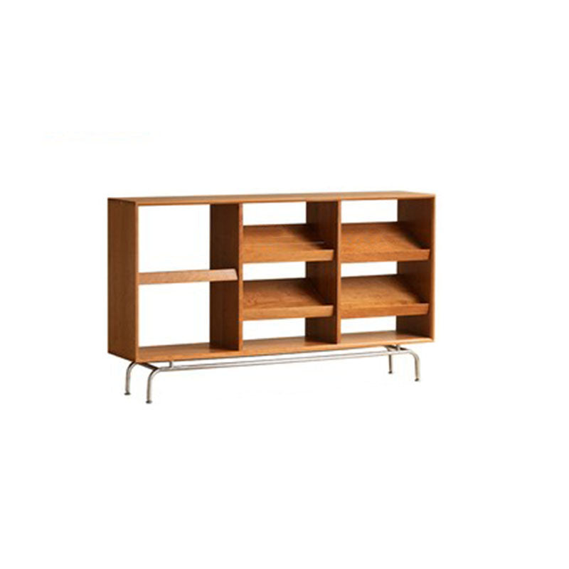 Contemporary Open Back Horizontal Bookshelf Solid Wood Bookshelf for Office