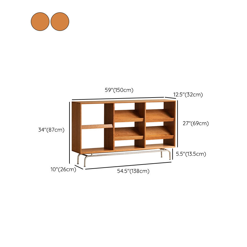 Contemporary Open Back Horizontal Bookshelf Solid Wood Bookshelf for Office
