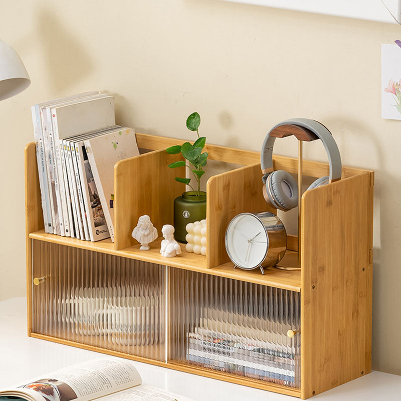 Contemporary Open Back Horizontal Bookshelf Bamboo Bookshelf for Office