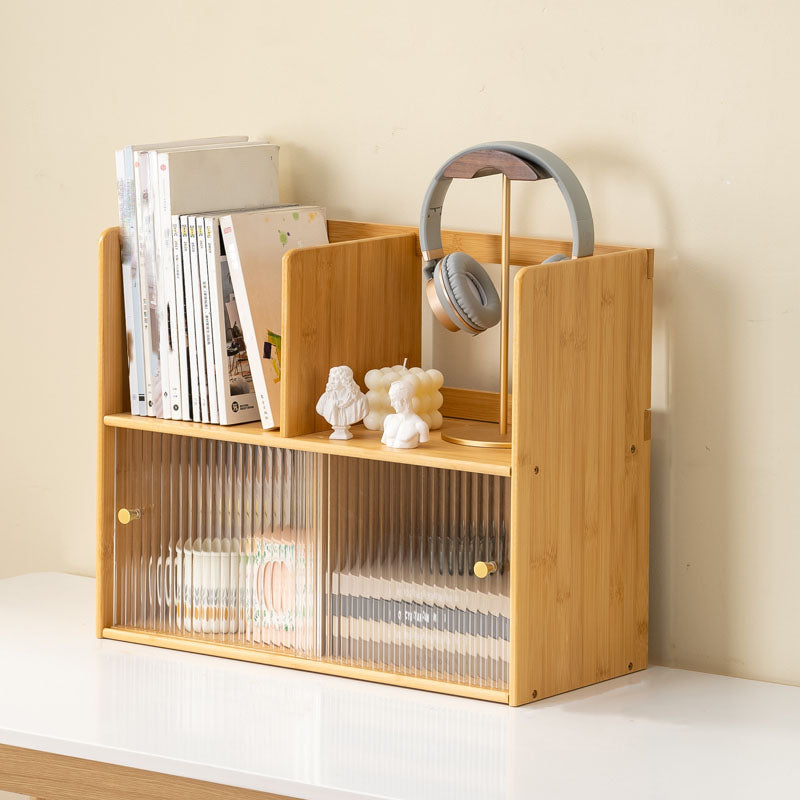 Contemporary Open Back Horizontal Bookshelf Bamboo Bookshelf for Office