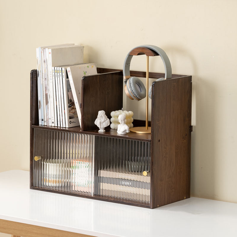 Contemporary Open Back Horizontal Bookshelf Bamboo Bookshelf for Office