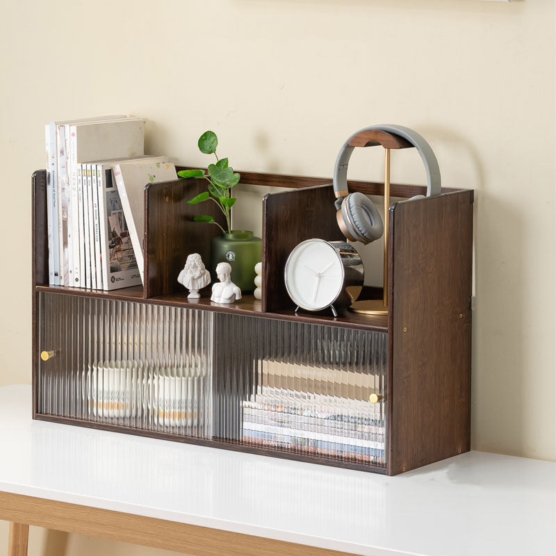 Contemporary Open Back Horizontal Bookshelf Bamboo Bookshelf for Office