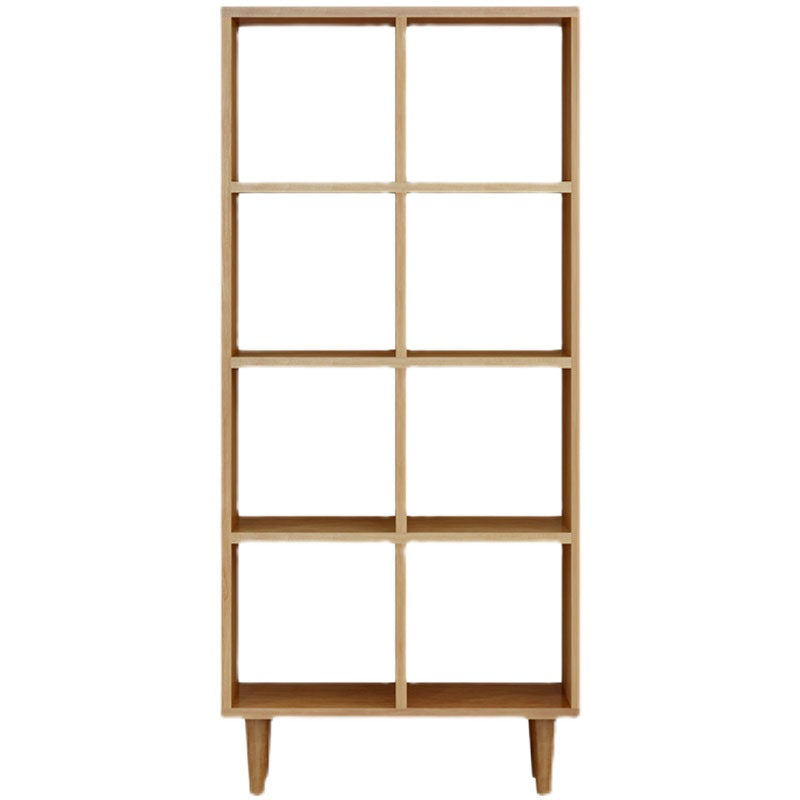 Modern Style Open Back Bookshelf Solid Wood Bookcase with Shelves