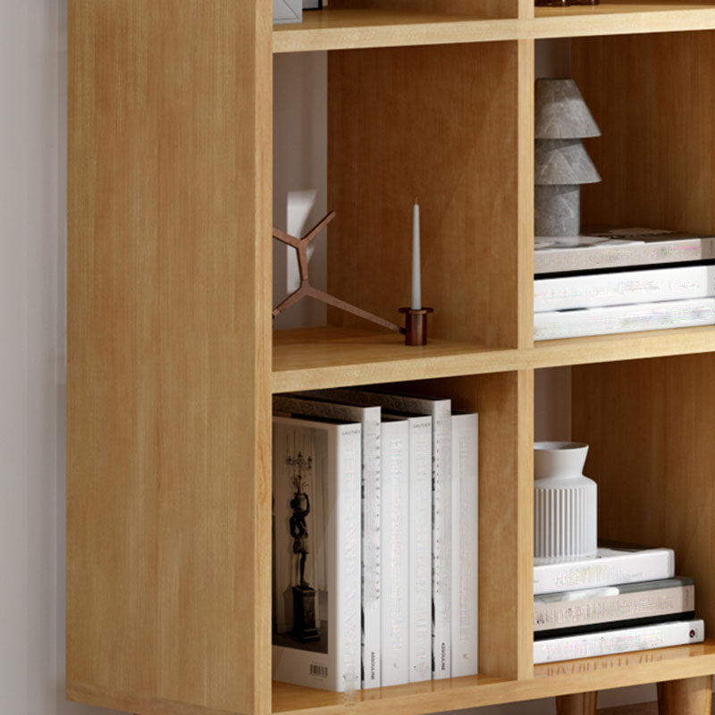 Modern Style Open Back Bookshelf Solid Wood Bookcase with Shelves