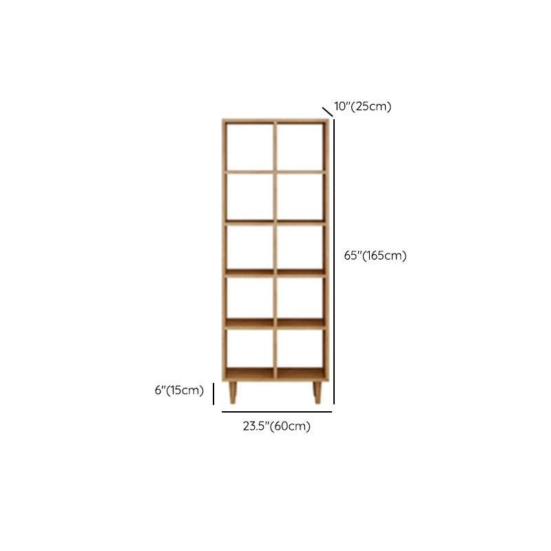 Modern Style Open Back Bookshelf Solid Wood Bookcase with Shelves