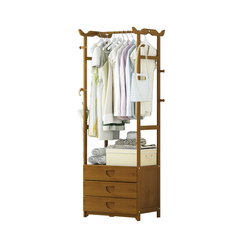 Free Standing Coat Rack Scandinavian Style Wooden Hall Stand with Drawer