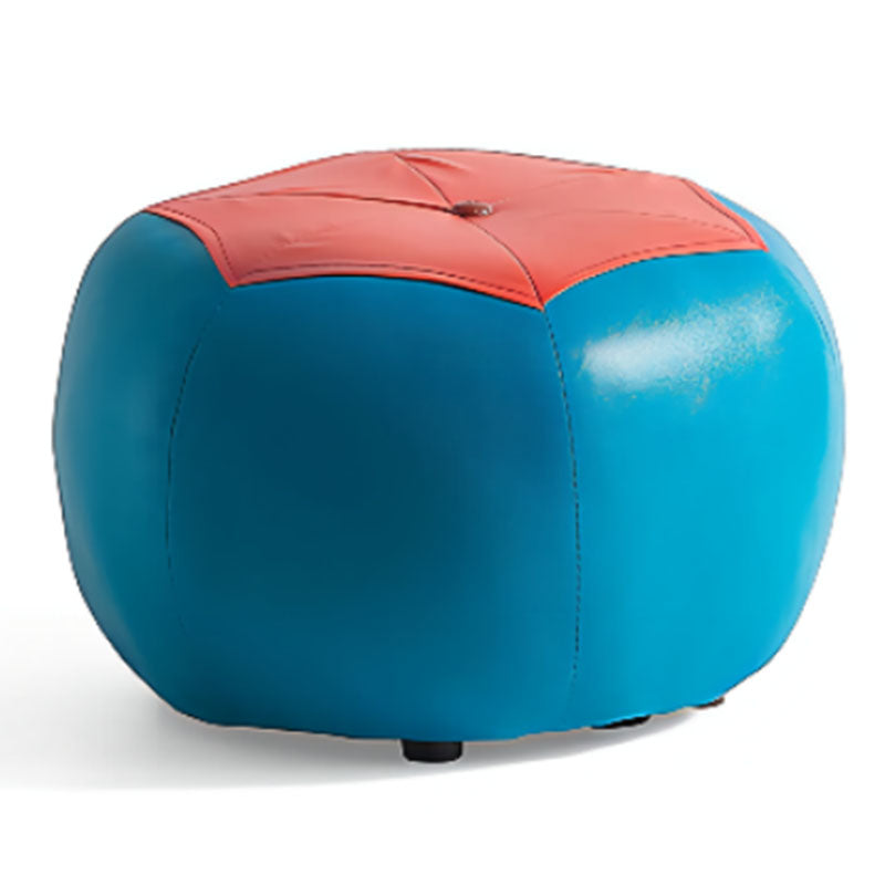 Modern Pouf Ottoman Faux Leather Water Resistant Upholstered Spherical Ottoman