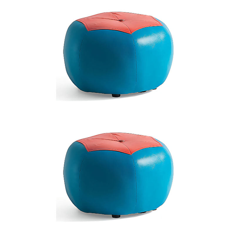 Modern Pouf Ottoman Faux Leather Water Resistant Upholstered Spherical Ottoman