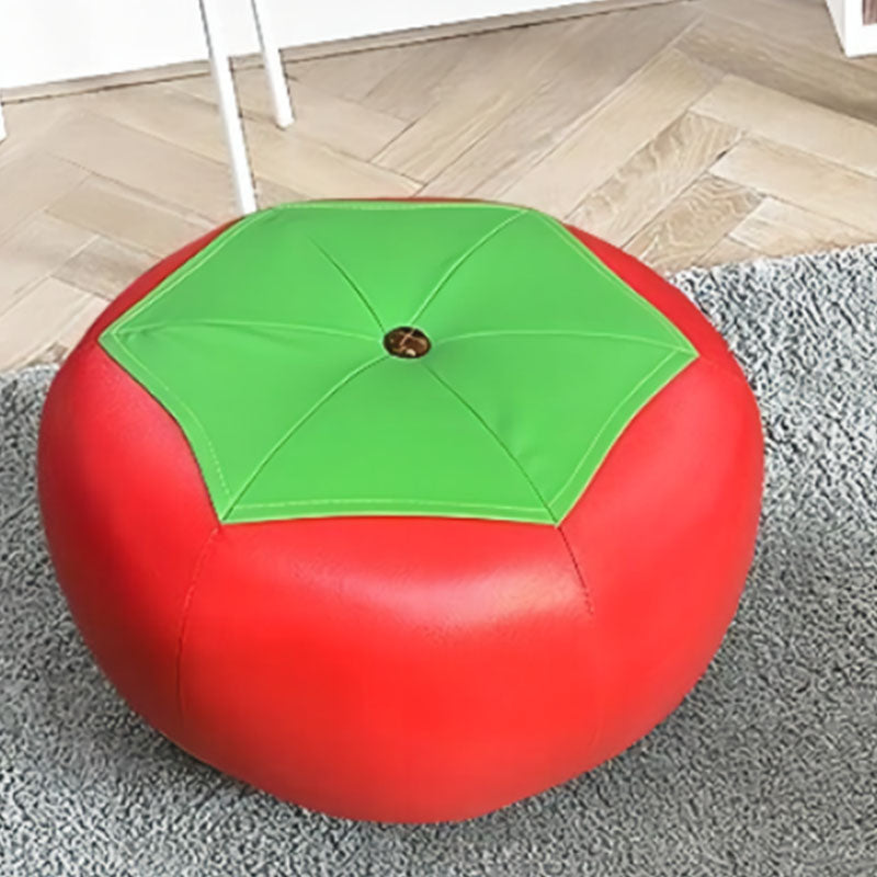 Modern Pouf Ottoman Faux Leather Water Resistant Upholstered Spherical Ottoman