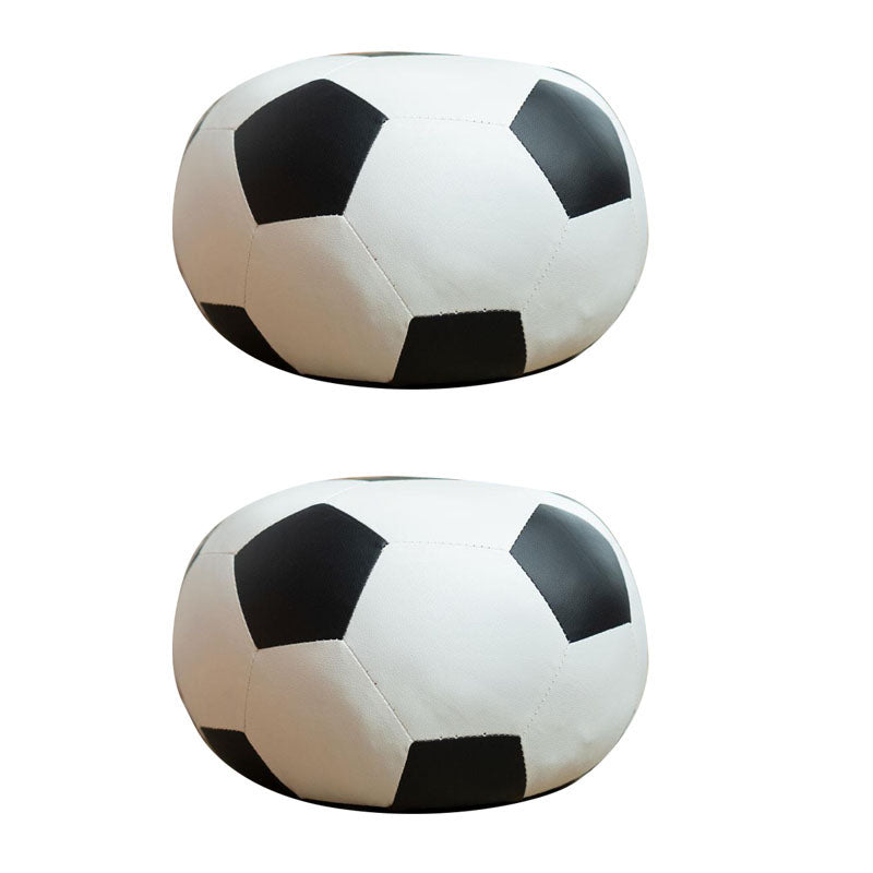 Modern Pouf Ottoman Faux Leather Water Resistant Upholstered Spherical Ottoman