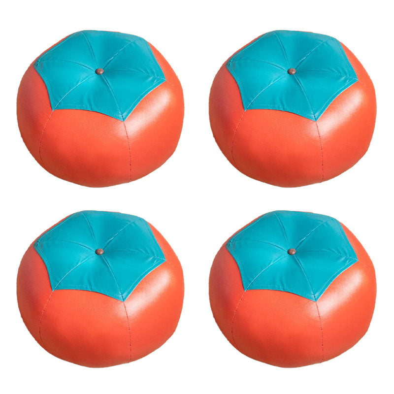 Modern Pouf Ottoman Faux Leather Water Resistant Upholstered Spherical Ottoman