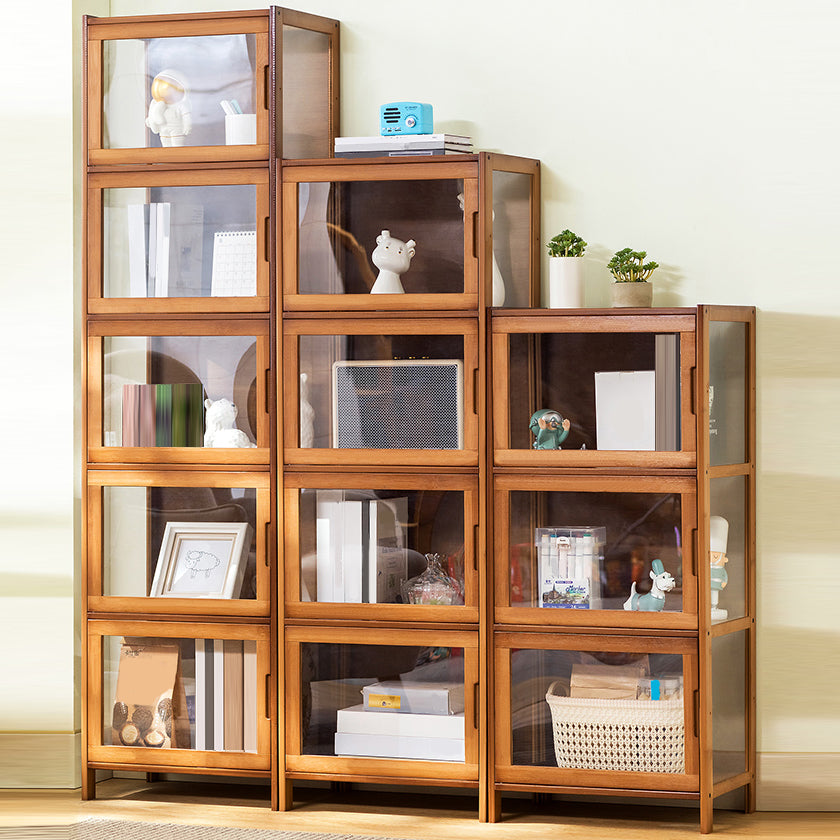 Contemporary Rectangle Accent Cabinet, Brown/Natural/Grey Cabinet with Doors