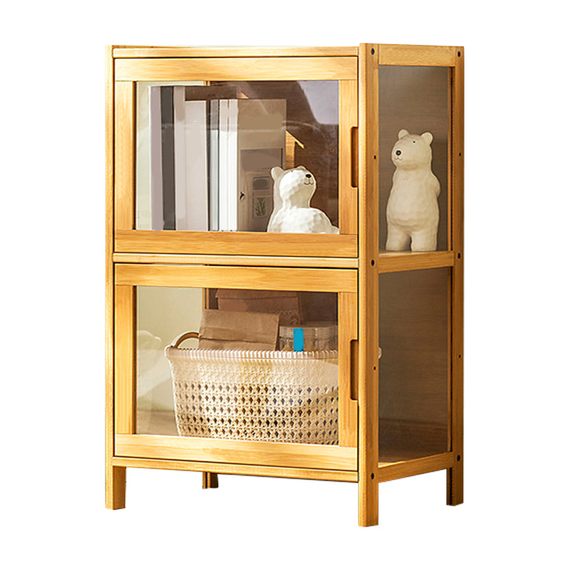 Contemporary Rectangle Accent Cabinet, Brown/Natural/Grey Cabinet with Doors