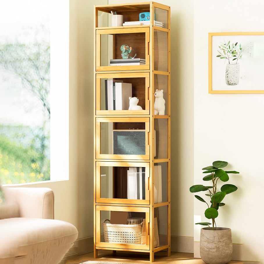Contemporary Rectangle Accent Cabinet, Brown/Natural/Grey Cabinet with Doors