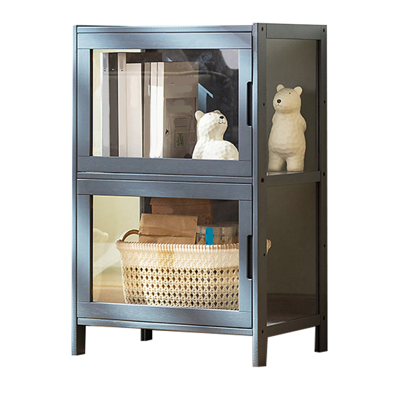 Contemporary Rectangle Accent Cabinet, Brown/Natural/Grey Cabinet with Doors