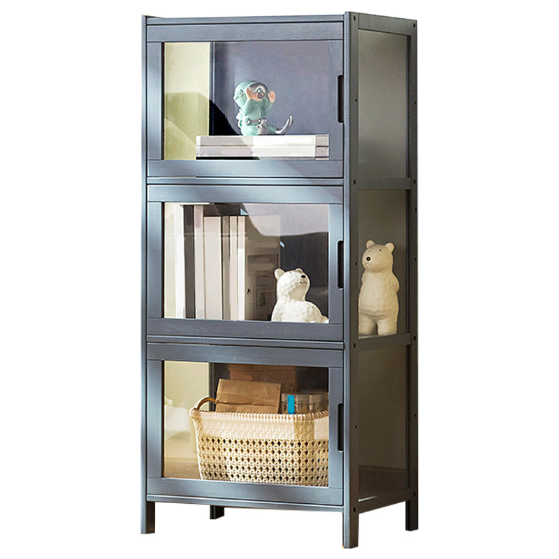 Contemporary Rectangle Accent Cabinet, Brown/Natural/Grey Cabinet with Doors
