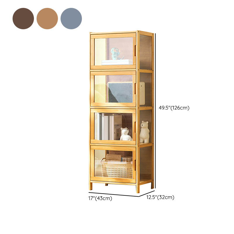 Contemporary Rectangle Accent Cabinet, Brown/Natural/Grey Cabinet with Doors