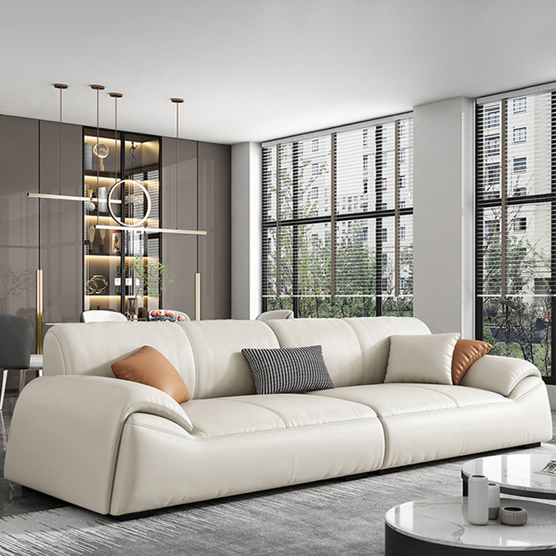 Glam Leather Sofa with Bolster Pillows Seating for Living Room