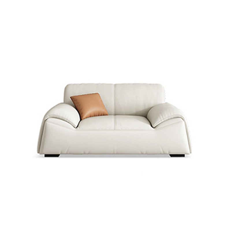 Glam Leather Sofa with Bolster Pillows Seating for Living Room