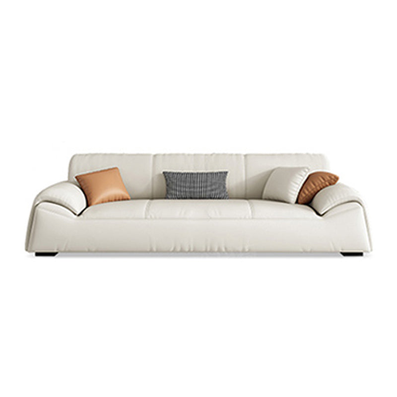 Glam Leather Sofa with Bolster Pillows Seating for Living Room