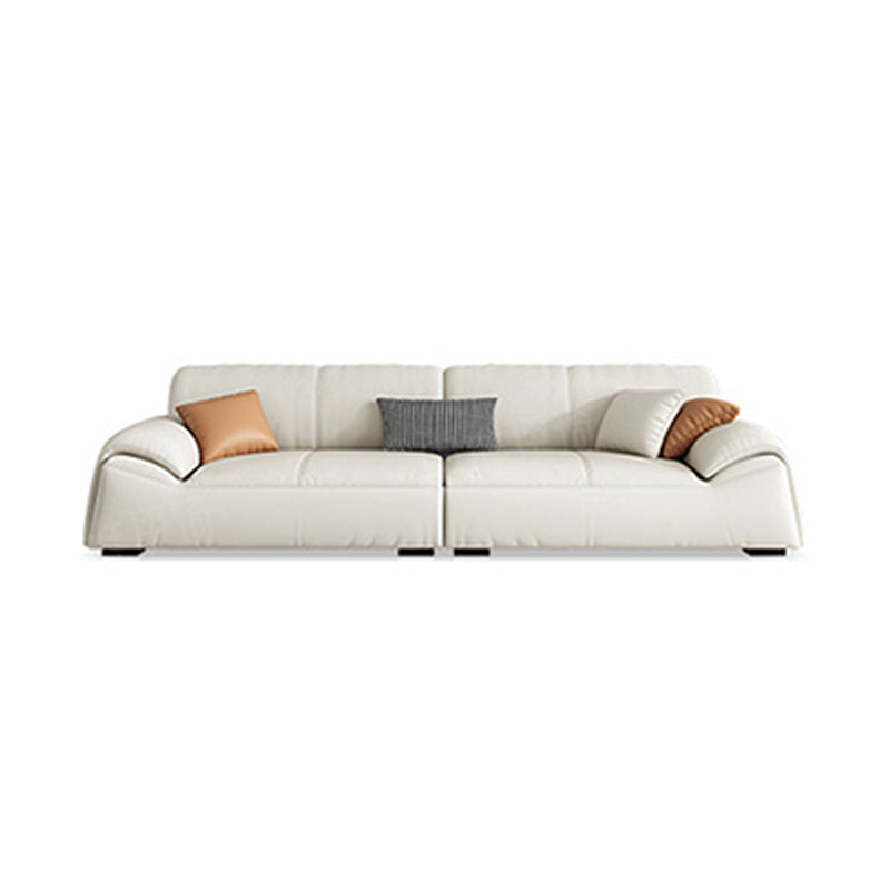 Glam Leather Sofa with Bolster Pillows Seating for Living Room