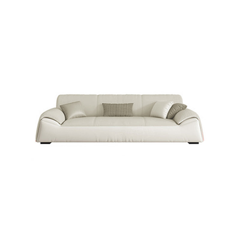 Glam Leather Sofa with Bolster Pillows Seating for Living Room