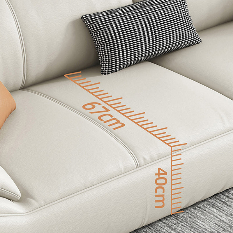 Glam Leather Sofa with Bolster Pillows Seating for Living Room
