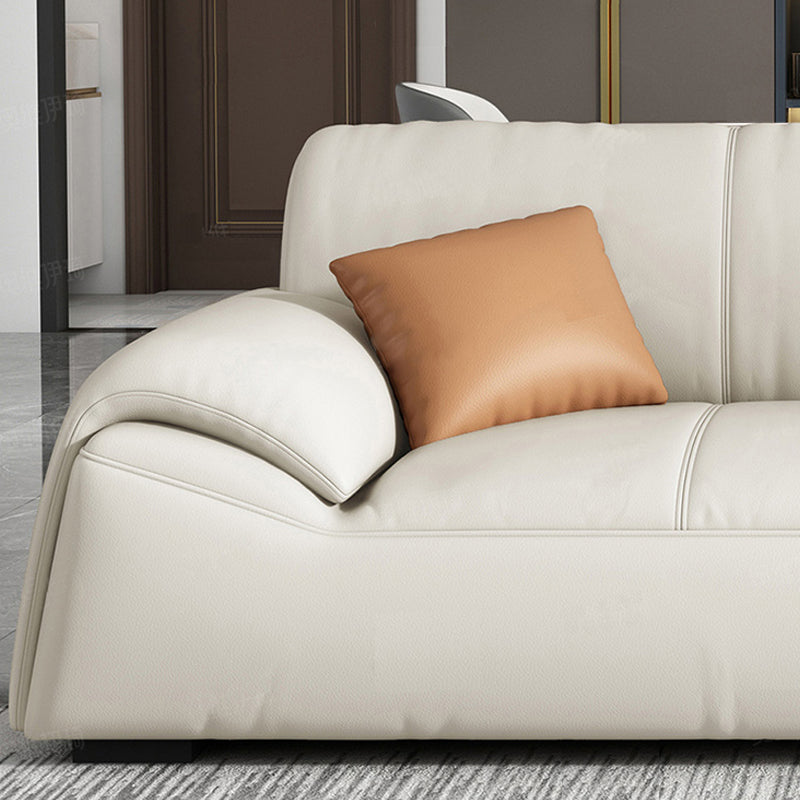 Glam Leather Sofa with Bolster Pillows Seating for Living Room