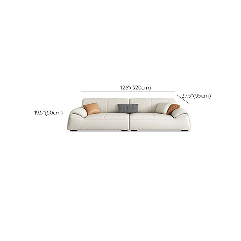Glam Leather Sofa with Bolster Pillows Seating for Living Room