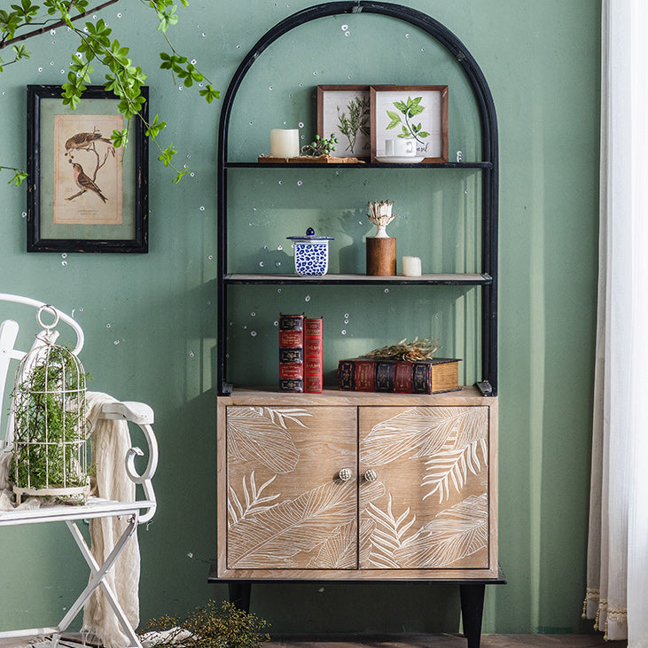 Solid Wood Side Cabinet Stain Resistant Distressed Wood Accent Cabinet