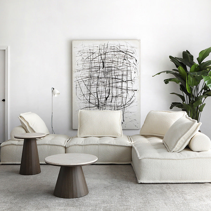 Contemporary Sofa with Bolster Pillows Armless Settee for Bonus Room