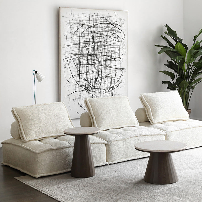 Contemporary Sofa with Bolster Pillows Armless Settee for Bonus Room