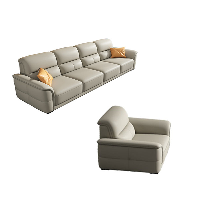 Ultra-Modern Genuine Sofa with Pillow Back and Rolled Arm in Wood