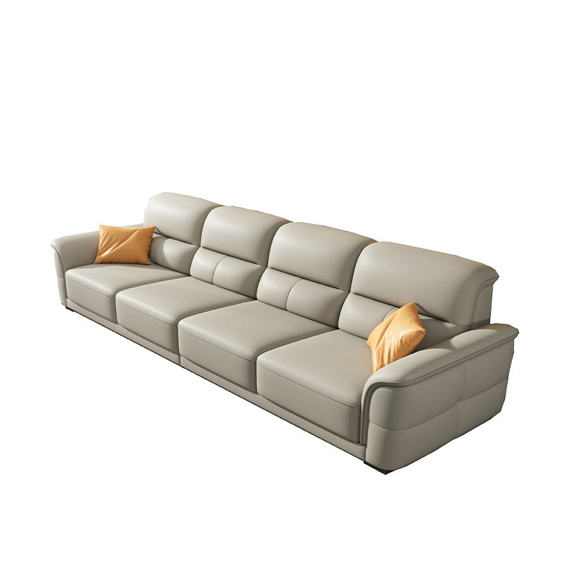 Ultra-Modern Genuine Sofa with Pillow Back and Rolled Arm in Wood