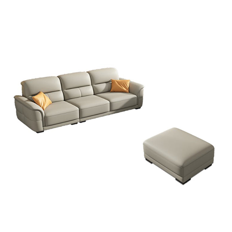 Ultra-Modern Genuine Sofa with Pillow Back and Rolled Arm in Wood